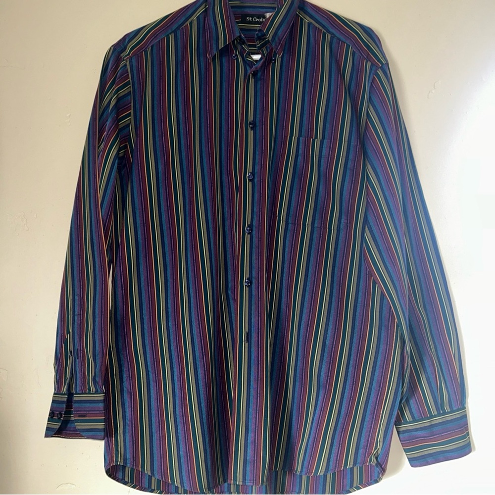 ST. CROIX  Colorful Vertical Stripe Button Down Shirt Men's Medium